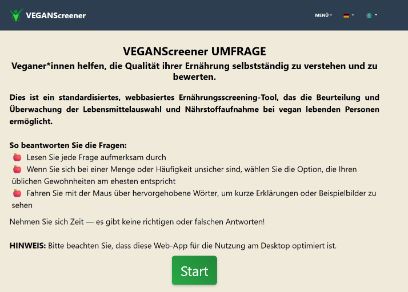 Screenshot vom VEGANScreener