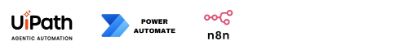 Logo UIPath, Microsoft Power Automate und n8n