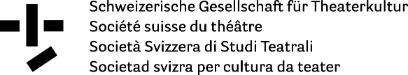 Schwarzes Logo aus kurzen Balken, die angeordnet sind wie ein Gesicht mit schrägem Lächeln. Rechts daneben steht über vier Zeilen Schweizerische Gesellschaft für Theaterkultur in den vier Landessprachen 
