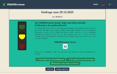 Ergebnisse des VEGANScreeners mit Ampelsystem