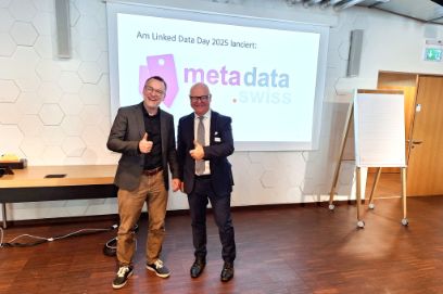 Matthias Stürmer (Moderation) mit Referent und Direktor des BFS, Georges-Simon Ulrich