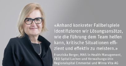 Portraitbild und Aussage von Franziska Berger, Dozentin Fachkurs Leadership bei Aggression und Gewalt