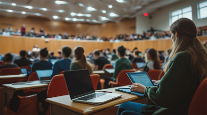 Grosse Gruppe an Studierenden im Unterricht