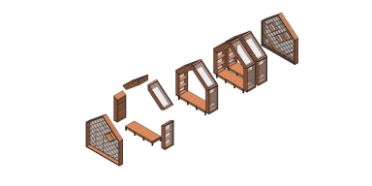 Skizze eines modularen Baus.